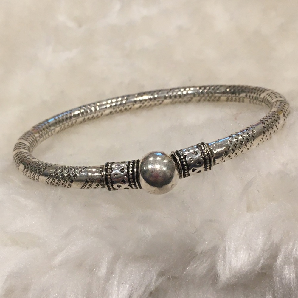 Silver Bangle Twist Bracelet
